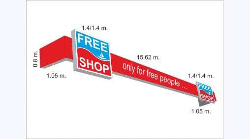 Free Shop, гр. Варна - Светеща и несветеща рекламна табела от винил